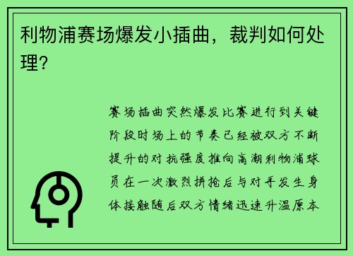利物浦赛场爆发小插曲，裁判如何处理？